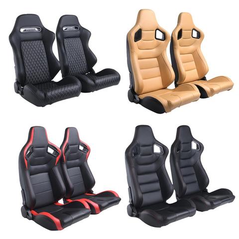 Asiento de carreras de R-EP, asiento Universal ajustable para Simulador de coche deportivo, asientos de cubo de cuero de PVC negro-rojo, 1 Uds. ► Foto 1/6