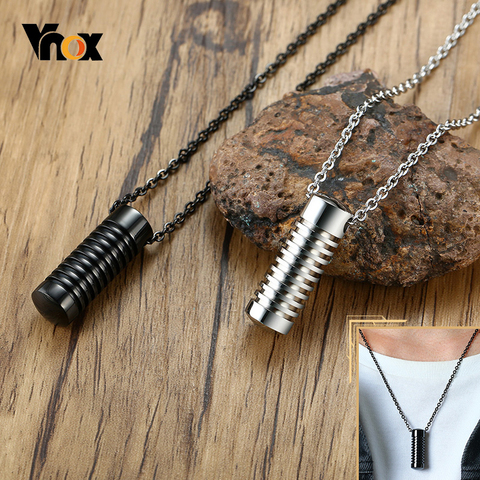 Vnox-collares de urna conmemorativa para hombres, diseño de tornillo elegante, cilindro de acero inoxidable, Color negro, regalos de recuerdos, joyería ► Foto 1/6