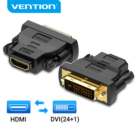 Vention DVI a HDMI adaptador bidireccional DVI D 24 + 1 macho a HDMI hembra convertidor de Cable conector para proyector HDMI a DVI ► Foto 1/6