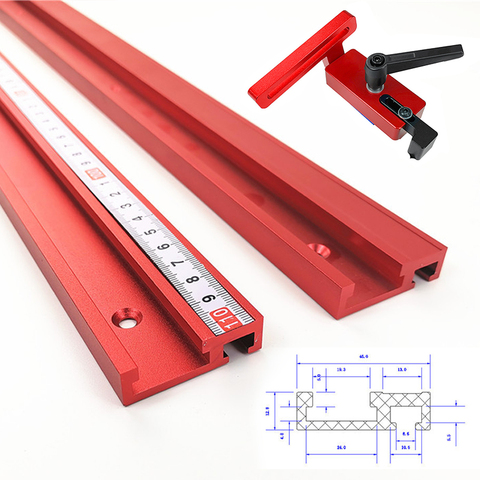 Chute de aleación de aluminio t-tracks modelo 45 T ranura y mimbre estándar herramienta de parada de carpintería para enrutador de banco de trabajo mesa ► Foto 1/6