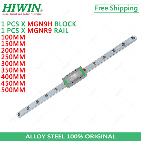 Carril lineal HIWIN MGN9 de acero de aleación, 200mm, 250mm, 300mm, 350mm, 400mm, 450mm, guía lineal con bloque guía larga MGN9H, Envío Gratis ► Foto 1/5