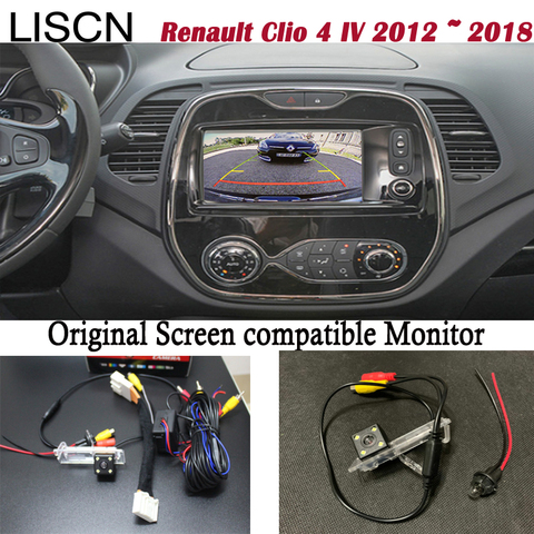 Cámara de visión trasera de marcha atrás para Renault Clio 4 IV, 2012 ~ 2022, conectar pantalla Original de fábrica, Monitor de luz de matrícula ► Foto 1/6