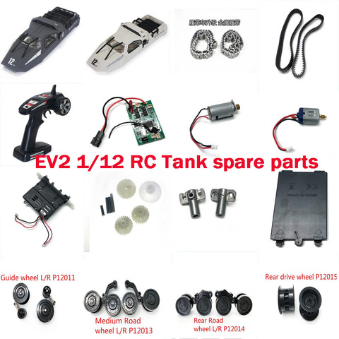 EV2-piezas de repuesto para tanque RC 1/12, carcasa de motor, guía de seguimiento, fijación de rueda, placa de circuito, caja de ondas, engranaje de dirección ► Foto 1/6