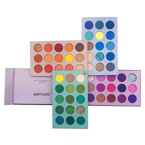 Beauty Glazed-paleta de sombras de ojos, paleta de sombras de colores, iluminador con brillo, brillo, pigmento de maquillaje, paleta de sombras para ojos mate ► Foto 1/6