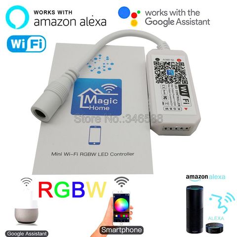 Magic Home-minicontrolador LED RGBW para el hogar, controlador de voz con Wifi, CC de 5-24V, Control por aplicación para teléfono inteligente, Alexa, Google Home, tira de 12V, 5050 RGBW ► Foto 1/6