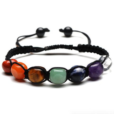 Pulseras de cuentas de piedra Natural para hombre y mujer, brazaletes de piedras de chacra, Yoga indio, salud, cuentas, regalo de joyería ► Foto 1/6