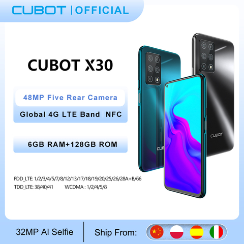 Cubot-teléfono móvil inteligente modelo X30, celular versión Global con cinco cámaras de 48MP, cámara Selfie de 32MP, 6GB + 128GB, NFC, pantalla de 6,4 pulgadas, Android 10 ► Foto 1/6