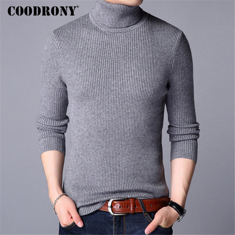 COODRONY-suéteres gruesos y cálidos para hombre, jersey de lana de Cachemira de punto, jersey de cuello alto, 2022, otoño e invierno, 8229 ► Foto 1/6