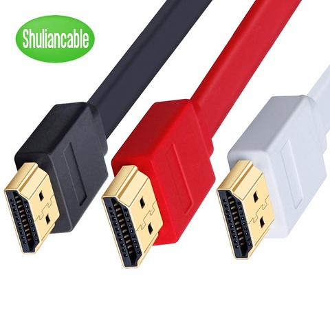 Shuliancable-Cable HDMI plano de alta velocidad, 1080P, 3D, chapado en oro, para HDTV, XBOX, proyector, ordenador, 0,3 m, 1m, 1,5 m, 2m, 3m, 5m, 7,5 m, 10m, 15m ► Foto 1/6