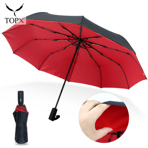 Paraguas plegable automático para hombre y mujer, sombrilla de lujo de gran tamaño, reforzada, a prueba de viento y lluvia ► Foto 1/6