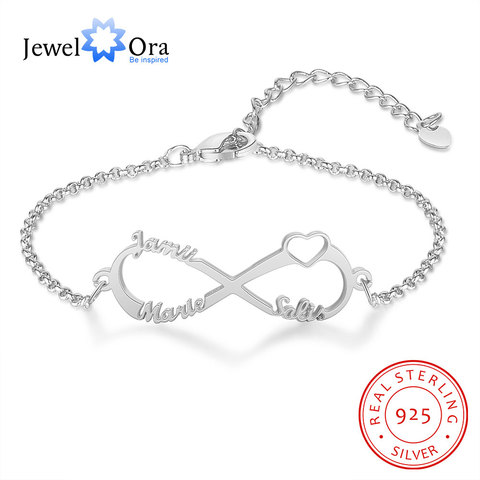 JewelOra-pulsera de plata de ley 925 con nombre personalizado, brazalete infinito, regalo de joyería ► Foto 1/1