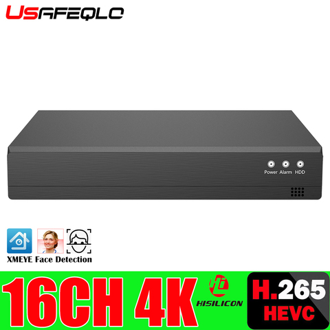 USAFEQLO-grabador de vídeo de red P2P para sistema de videovigilancia, HEVC, 16 canales, NVR, 4K/5MP/4MP/3MP/2MP, ONVIF 2,0, IP, metal ► Foto 1/6