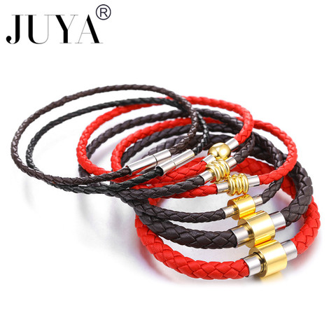 JUYA-pulsera tejida para hombre y mujer, 1 pieza, cierre magnético, cuerda de cuero trenzado de acero, Unisex ► Foto 1/6