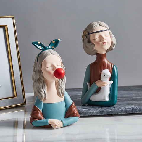 Escultura abstracta de resina nórdica, estatuas de Ángel, accesorios de decoración del hogar, figuras modernas para niña, estatuas encantadoras para regalo de decoración ► Foto 1/6