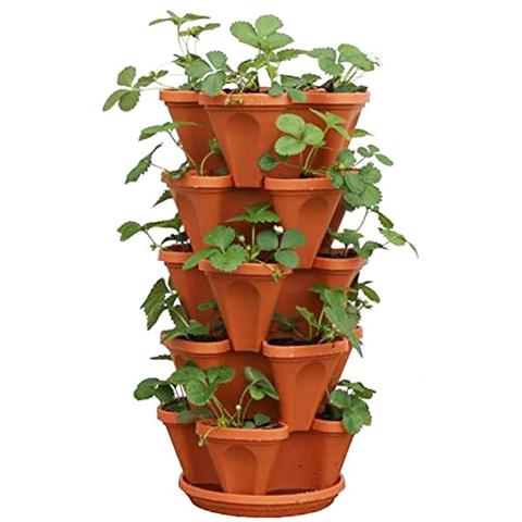 Maceta Vertical apilable de plástico para plantas, macetas para decoración de jardín, macetas para plantar, se pueden apilar, macetas de plástico ► Foto 1/6