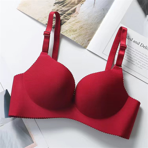 Sujetadores sin aros cómodos para mujer, ropa interior sin costuras, color sólido, rosa y negro, lencería Sexy, Bralette de realce, íntimos femeninos ► Foto 1/6