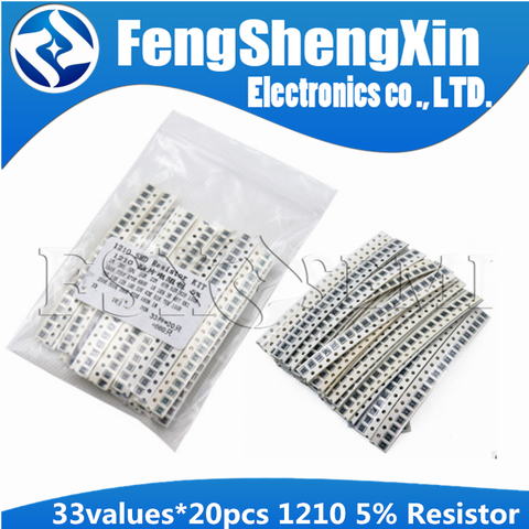 33valuesX20 Uds = 660 Uds 1210 SMD resistencia Kit surtido 1ohm-1M ohm 5% Kit de bricolaje ► Foto 1/2