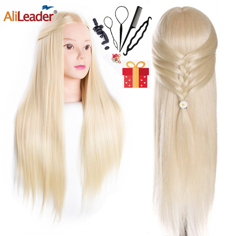 Alileader-Cabeza de maniquí con entrenamiento para el cabello, 65Cm, práctica de peluquería, 7 estilos, para peinados, regalo gratis ► Foto 1/6