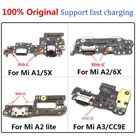 Conector de carga de alimentación USB para Xiaomi Mi A1, A2 lite, A3, 5X, 6X, CC9E, puerto de enchufe, micrófono, placa de Cable flexible para Redmi 6 Pro ► Foto 1/5