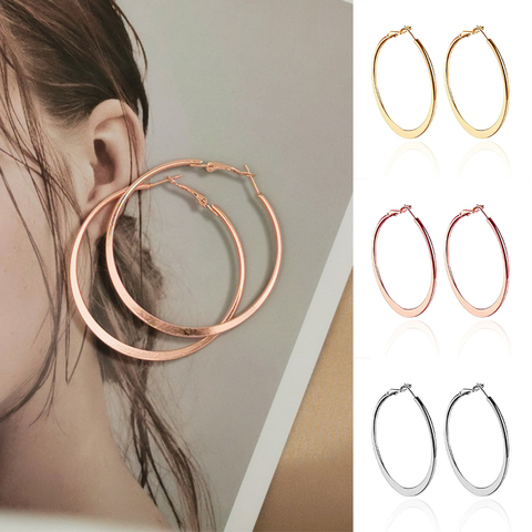 DoreenBeads, pendientes de aro de 4-6cm para mujer, accesorios diarios concisos, pendientes redondos de Color rosa dorado, regalo de cumpleaños sensible ► Foto 1/6