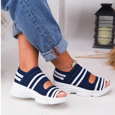 Verano de las mujeres sandalias de plataforma de cuñas Zapatos de Mujer Zapatos de Punto ligero zapatillas de deporte sandalias de gran tamaño 35-43 Zapatos Mujer ► Foto 1/6