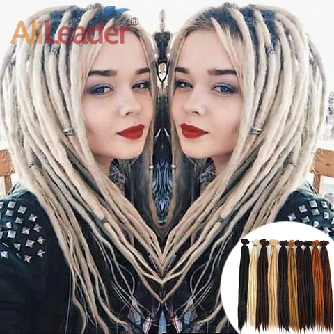 Alileader-extensiones de pelo trenzado de ganchillo, 5 y 10 hebras, hechas a mano, rastas, 7G, cabello Natural sintético puro de 52 colores ► Foto 1/6