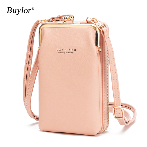 Buylor-Bolsos cruzados para teléfono para mujer, bolso de hombro portátil de gran capacidad de cuero PU para chicas, bolso de mano a la moda ► Foto 1/6