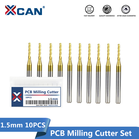 XCAN 10 titanio carburo 1,5mm Rotary Burrs Set ranurador del PCB del cortador de molienda del maíz bitsEnd molino grabado Bits CNC ► Foto 1/5