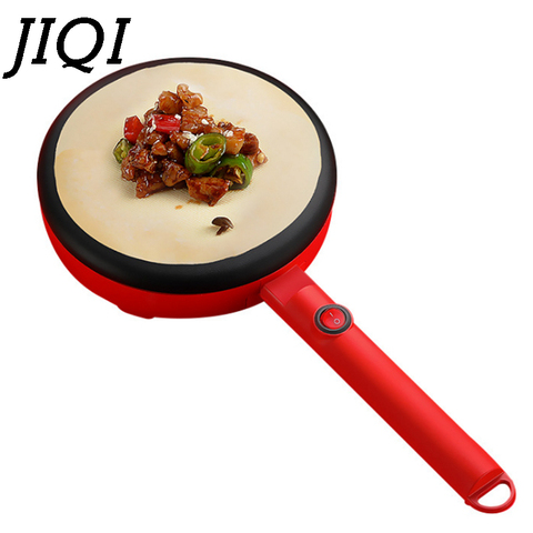 JIQI-máquina de tortitas eléctrica para hacer crepes y Pizza, plancha antiadherente para hornear pan y pasteles, utensilios de cocina de 220V, color rosa, para UE y EE. UU. ► Foto 1/5