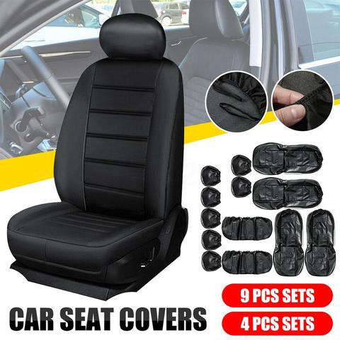 Conjunto completo de fundas para los asientos del coche, Universal, piel sintética, accesorios interiores, Protector de automóvil para Renault Clio 4, negro, venta al por mayor ► Foto 1/6