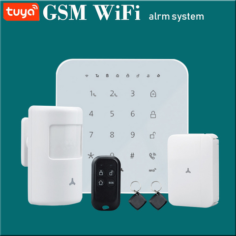 Sistema de alarma inteligente para el hogar, kit de seguridad antirrobo con WIFI GSM, aplicación Tuya smart life, compatible con Alexa ► Foto 1/6
