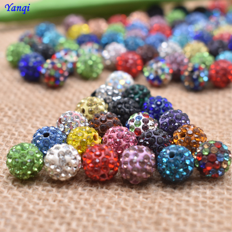 Yanqi 20 Uds 10mm Colores de diamantes de imitación de cristal de Cuentas Europeo discoteca Shamballa collar de perlas cuentas espaciadoras para manualidades pulsera ► Foto 1/3