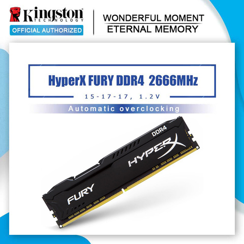 Kingston-memoria RAM de escritorio HyperX FURY DDR4 2666MHz, 8GB, 16GB, CL16 DIMM, 288 Pines, para juegos ► Foto 1/5