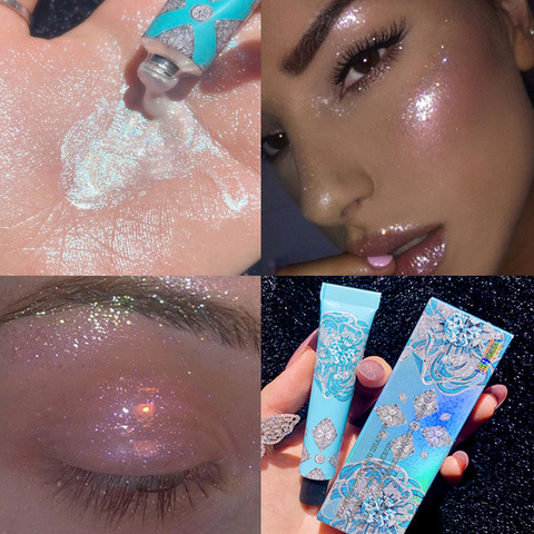 7g resaltador líquido azul oro paleta maquillaje Contorno de resplandor polvo brillante ilumina la cara y el cuerpo maquillaje destacador cosmético líquido ► Foto 1/6