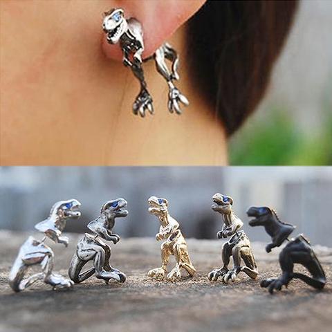 Pendientes Punk de dinosaurio t-rex para mujer, 1 unidad, Tiranosaurio rex, aretes de tuerca de dragón, kolczyki oorbellen ► Foto 1/6