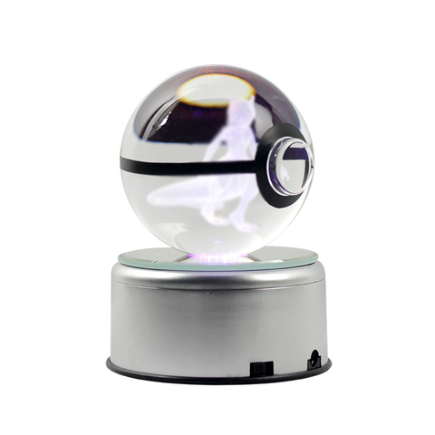 Juego Popular de figuras de cristal de pokeball, figuritas de aminas 3D grabadas con Base de Luz Led, regalos de navidad ► Foto 1/6