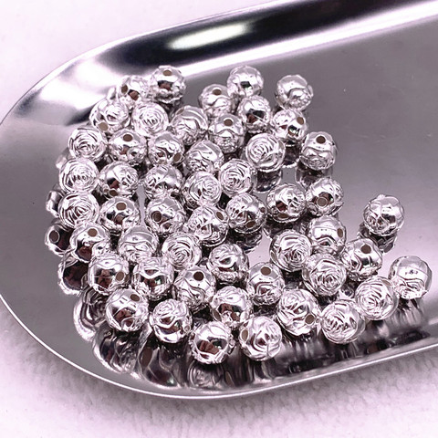 6mm 8mm bola flor ABS perlas oro/chapados en plata espaciador cuentas para fabricación de joyería DIY encantos pulsera ► Foto 1/6