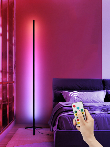 Lámpara LED de pie con control remoto RGB, iluminación de decoración moderna para dormitorio y sala de estar, color regulable ► Foto 1/6