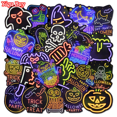 Pegatinas divertidas de neón para Halloween, 25 uds., para motocicleta, Skateboard, Maleta, guitarra, bicicleta, parachoques, pegatina de Graffiti resistente al agua ► Foto 1/6