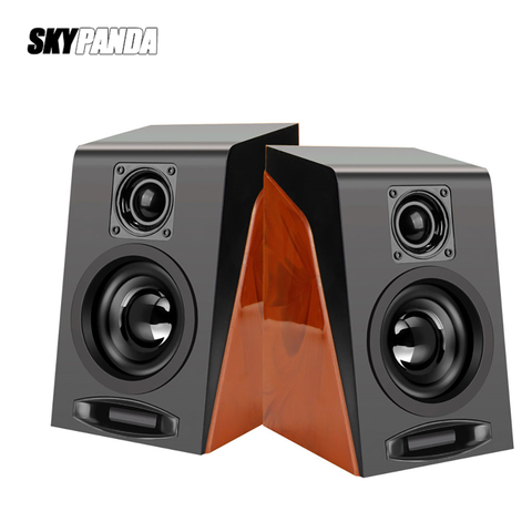 Altavoces de madera con cable USB, Subwoofer estéreo de graves, entrada AUX, para ordenador, escritorio, PC y teléfonos ► Foto 1/6