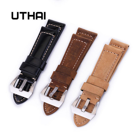 UTHAI Z17-correas de reloj de 20mm, 22mm, 24mm, 26mm, Piel De Becerro retro de gama alta, correa de reloj con correas de cuero genuino ► Foto 1/6