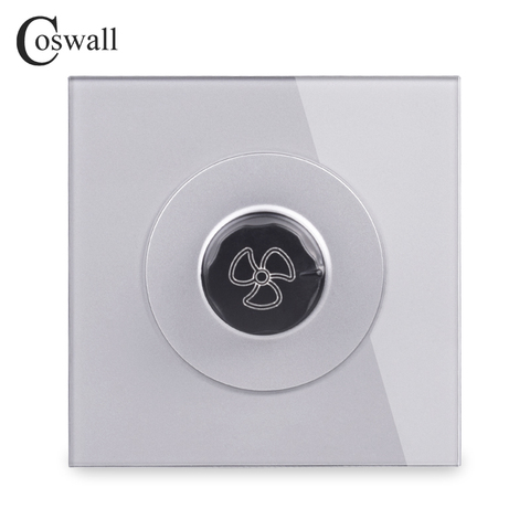 COSWALL-controlador de ventilador con Panel de cristal de lujo, interruptor de encendido/apagado de pared, 16A 0 ~ 450W AC 220V R11 Series, Color gris ► Foto 1/6