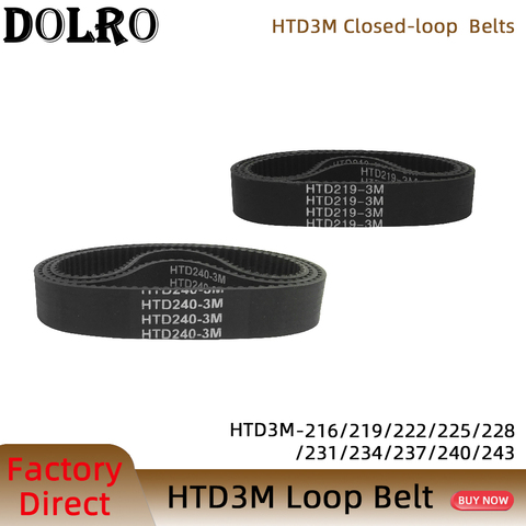 Arco HTD de 3M Correa C = 216/219/222/225/228/231/234/237/240/243 ancho 6/9/10/12/15/20mm paso síncrono de lazo cerrado Rubbe 3mm ► Foto 1/6