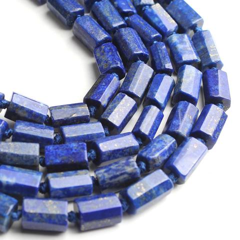 Cuentas de piedra de lapislázuli Natural con forma de cilindro cuentas espaciadoras sueltas para hacer joyería DIY pulsera collar 15 