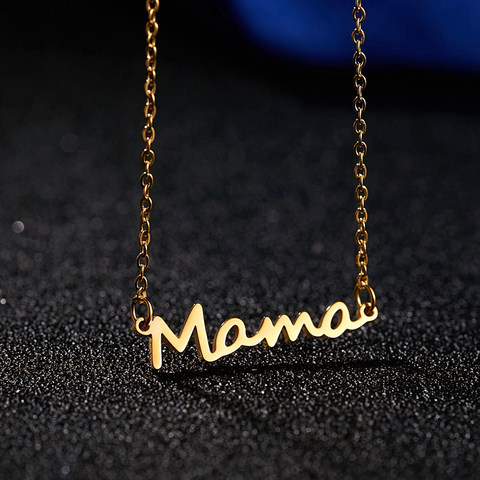 Día de la madre, carta de mamá colgante collar para mujer 3 colores mamá placa Cadena de clavícula collar joyería de personalidad regalo ► Foto 1/6