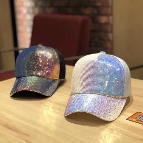 Sombrero de cola de caballo para mujer y niña, gorra de béisbol con lentejuelas brillantes, moño desordenado, Snapback, para actividades al aire libre, 2022 ► Foto 1/6