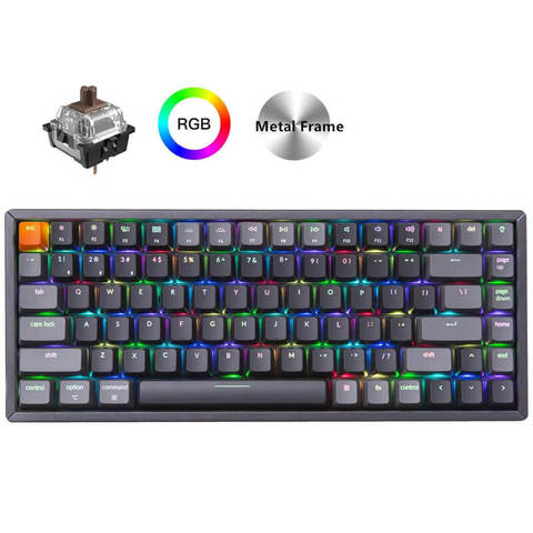 Keychron-Teclado mecánico K2 C V2 con Bluetooth, inalámbrico, USB, marco de aluminio, 84 teclas compactas, retroiluminación RGB, n-key rolover ► Foto 1/6