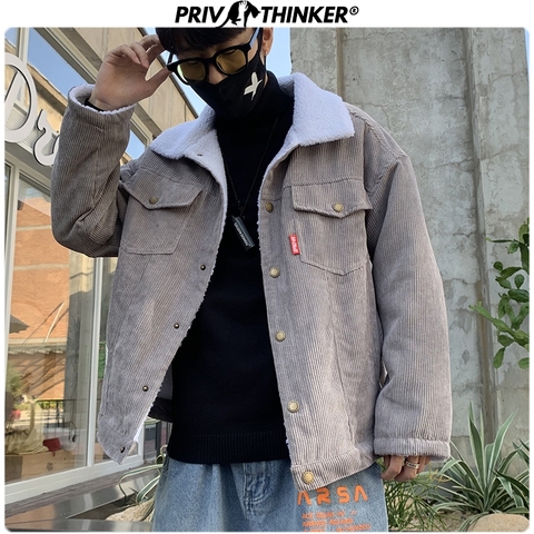 Privathinker hombres 2022 Otoño Invierno espesar pana de abrigo chaquetas de los hombres prendas de vestir abrigo de Hip Hop hombre adolescente chaqueta Casual colorido ► Foto 1/6