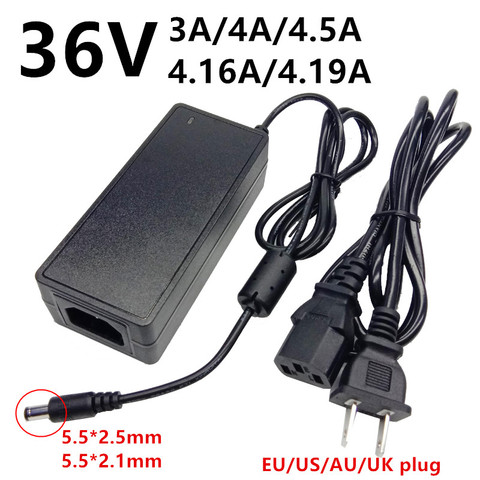 Adaptador universal de corriente alterna, fuente de alimentación de 36 V, 3A, 4A, 4.16A, 4.19A, 4.5A, 36 voltios, AC/DC, 5,5mm x 2,5mm ► Foto 1/6