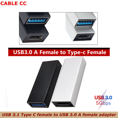 Negro de plata de USB de alta velocidad USB 3,1 tipo C hembra A USB 3,0 adaptador hembra convertidor adaptador de 5gbps de transmisión de datos ► Foto 1/5